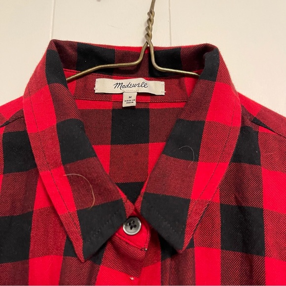 Madewell red plaid flannel with front tie - Picture 2 of 4